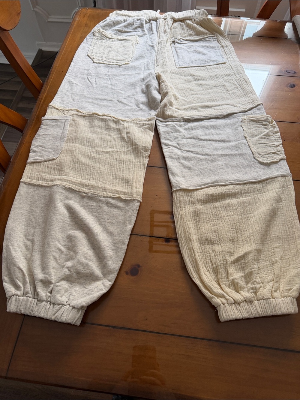 POL Neutral Patchwork Jogger Pants - Cream - Picture 11 of 12